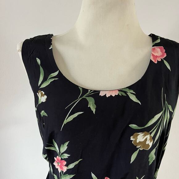 Vtg Y2K 2000s Cimmaron Plus Black Dark Floral Maxi Dress Wmns Sz 16 Cottagecore - Picture 2 of 11